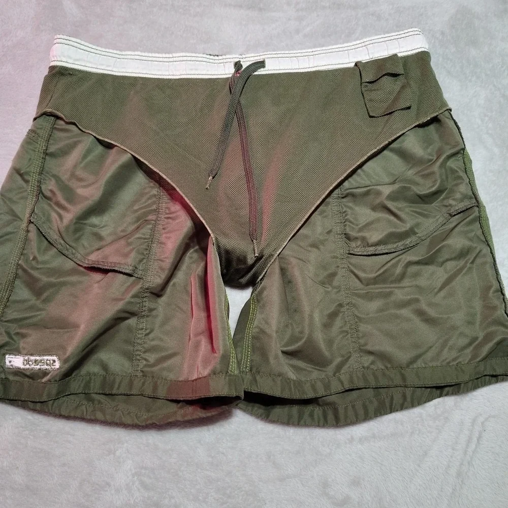 Speedo Swim Trunks Men 38/7 Green‎ Lined Beach Surf Activity Pockets Volleyball